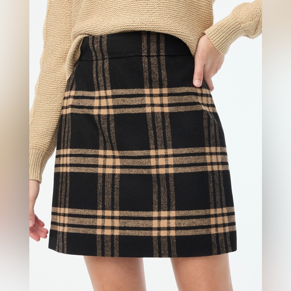 J. Crew Plaid wool-blend A-line Mini Skirt - Serene Spruce - Picture 2 of 6